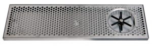 617R-45 Stainless Steel Rinser Tray and Perforated Grid Includes 1/2" Barb Water Inlet and 2" x 1/2"NPT Drain - 45"L x 7"W x 7/8"D 
