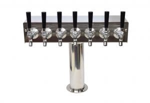 637R-SS Seven Faucet T Tower with 3" Round Base - Stainless Steel Faucets and Shanks 