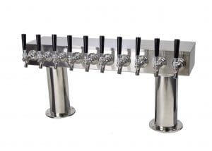 759NR-10-4SS Ten Faucet Pass Through Tower with 4" Bases - Non NSF with S/S Faucets and Shanks 
