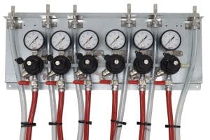 2706PH Six Pressure Regulator Panel With TecFlo Regulators and 8' Hose kits 