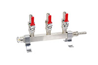 Three Way Plated Brass Air Manifold with Barb and Safety