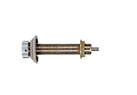 5-1/2 Inch (in) Length and 3/16 Inch (in) Bore Plated Barbed Nipple Complete Shank with Stainless Steel Flange