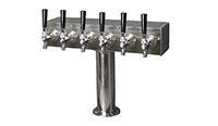 <!--600 Series 6 Faucet Glycol Ready National Sanitation Foundation (NSF) Listed T-Tower with Stainless Steel Faucets, Shanks, and 3 Inch (in) Round Base-->