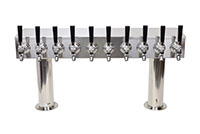 700 Series 10 Faucet Air Cooled Stainless Steel Pass-Thru Double Pedestal Draft Tower with 3 Inch (in) Round Bases