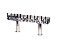 700 Series 12 Faucet Glycol Ready Pass-Thru Double Pedestal Draft Tower with 304 Stainless Steel Faucets, Shanks, and 3 Inch (in) Round Bases (0759NRG-12SS)