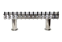 700 Series 14 Faucet Glycol Ready Pass-Thru Double Pedestal Draft Tower with 304 Stainless Steel Faucets, Shanks, and 4 Inch (in) Round Bases (0759NRG-14-4SS)