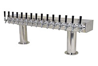 700 Series 15 Faucet Glycol Ready Pass-Thru Double Pedestal Draft Tower with 304 Stainless Steel Faucets, Shanks, and 4 Inch (in) Round Bases (0759NRG-15-4SS)