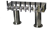 700 Series 8 Faucet Air Cooled Pass-Thru Double Pedestal Draft Tower with 304 Stainless Steel Faucets, Shanks, and 4 Inch (in) Round Bases (0759R-8-4SS)