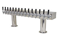 700 Series 15 Faucet Glycol Ready Pass-Thru Double Pedestal Draft Tower with 304 Stainless Steel Faucets, Shanks, and 4 Inch (in) Round Bases (0759RG-15-4SS)