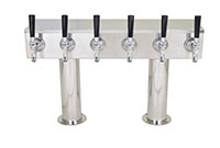 700 Series 6 Faucet Glycol Ready Stainless Steel Pass-Thru Double Pedestal Draft Tower with 3 Inch (in) Round Bases National Sanitation Foundation (NSF)