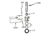 <!--8 Inch (in) Length Short White Handle Sankey Picnic Pump - 2-->