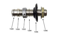 10 Inch (in) Length and 3/16 Inch (in) Bore Plated Brass Complete Shank with Black Plastic Flange - 2