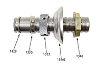 4-1/8 Inch (in) Length and 3/16 Inch (in) Bore Plated Brass Complete Shank with Stainless Steel Flange - 2