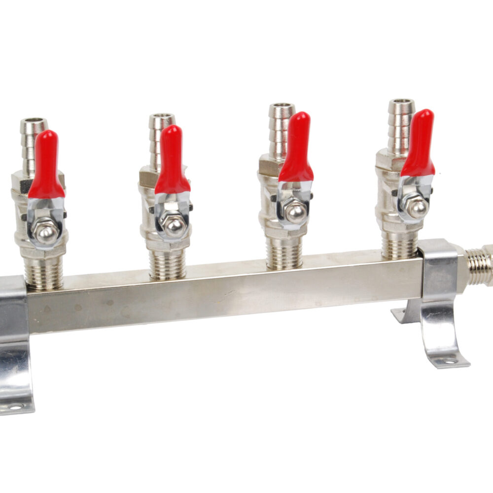 124CS Four Product Air Manifold - Barb/Safety