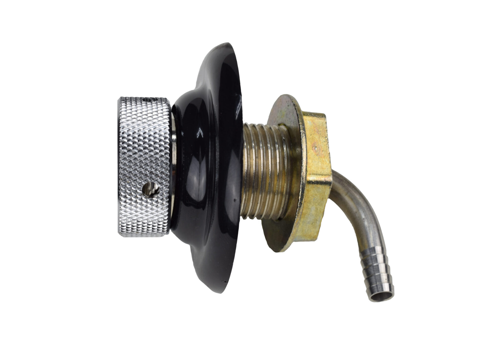 1331CXSA Complete Stainless Steel Shank with 1/4" Barbed Elbow and Black Plastic Flange