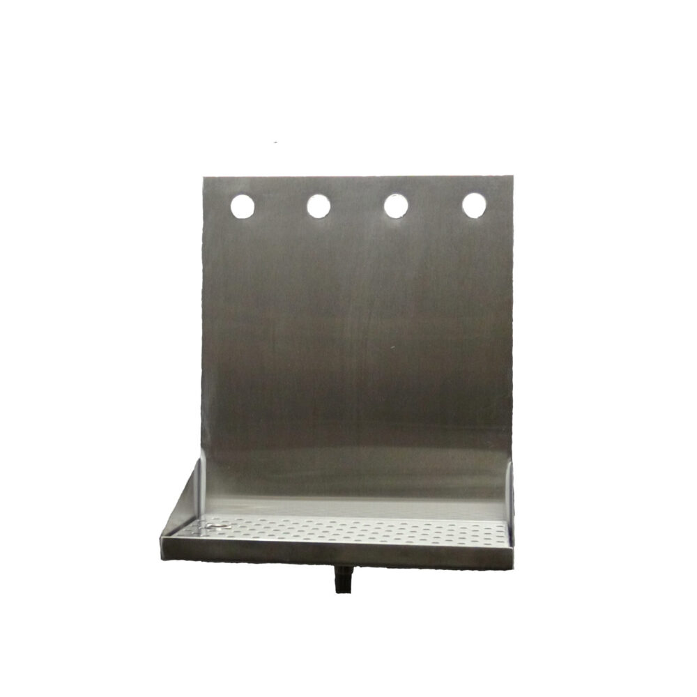 508-164 Stainless Steel Wall Mount Tray with 1/2" NPT Welded Drain - 16"L x 6"W x 14"H - Holes 4 1/4" On Center