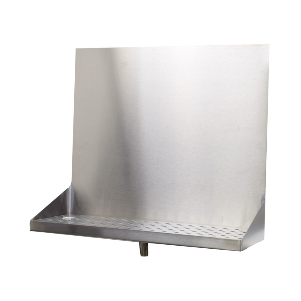 508-160 Stainless Steel Wall Mount Tray with 1/2" NPT Welded Drain - 16"L x 6"W x 14"H - No Holes