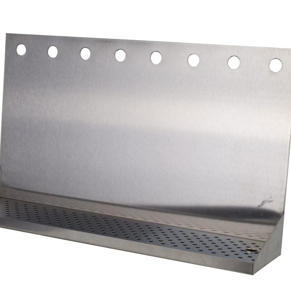 508-3008 Stainless Steel Wall Mount Tray with 1/2" NPT Welded Drain - 30"L x 6"W x 14"H - Holes 3 3/4" On Center