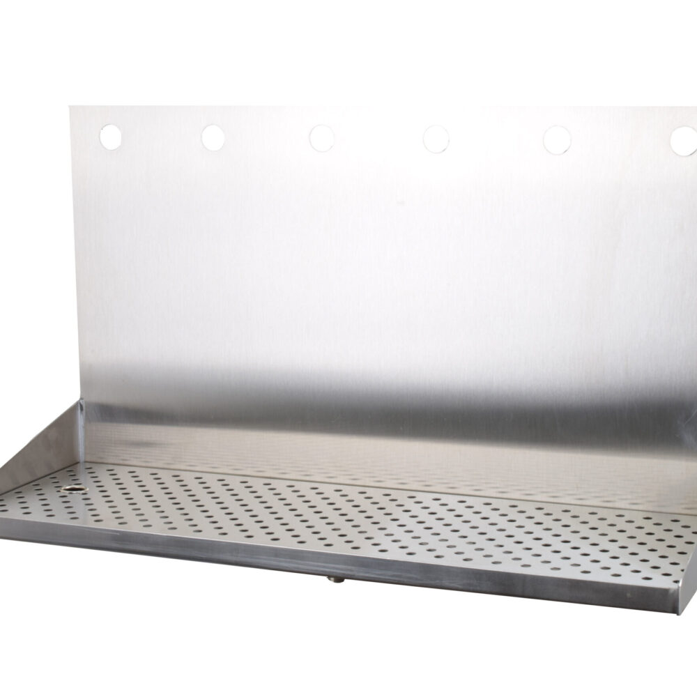 518-246 Stainless Steel Wall Mount Tray with 1/2" NPT Welded Drain - 24"L x 8"W x 14"H - Holes 4 1/8" On Center
