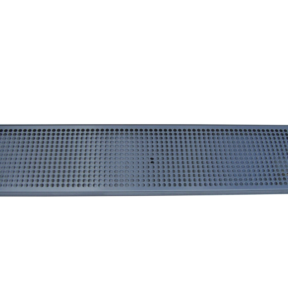 614S-72 Stainless Steel Tray and Perforated Grid Includes a 3 1/2" Threaded Drain Nipple - 72"L x 5"W