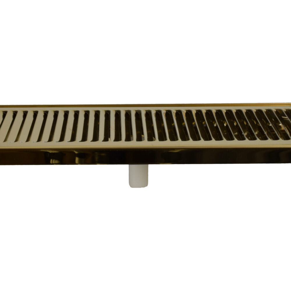 616BM PVD Brass Counter Top Tray with Drain and PVD Brass Grid - 15"L x 5 3/8"W x 3/4"D