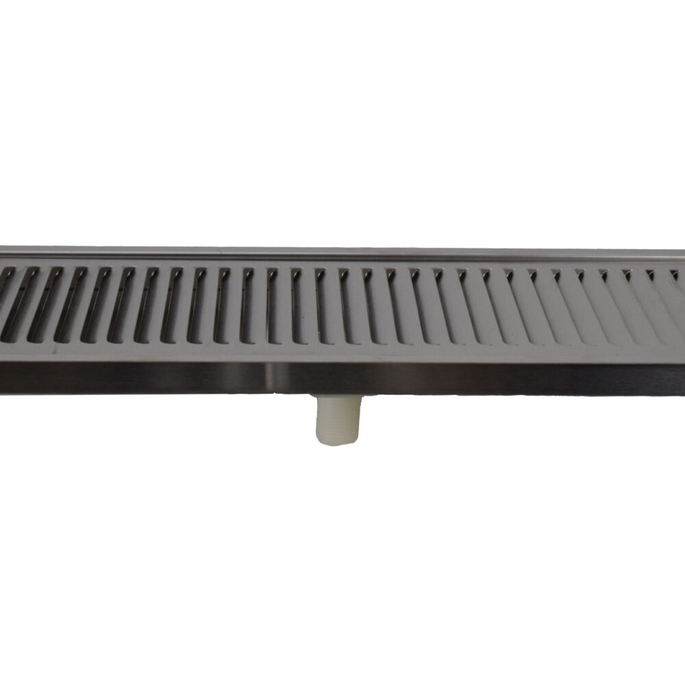 616FLM-30 Stainless Steel Flush Mount Tray with Drain and S/S Grid- 30"L x 5 3/8"W x 3/4"D