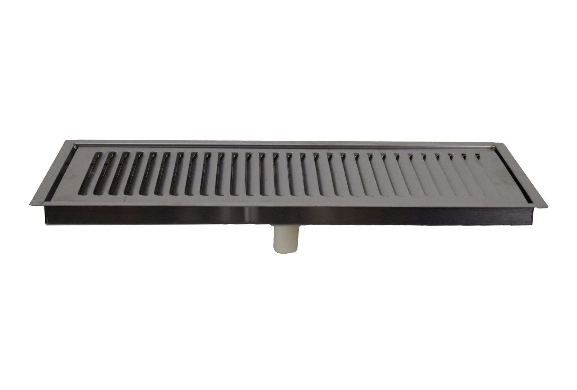 616FLM Stainless Steel Flush Mount Tray with Drain and S/S Grid- 24"L x 5 3/8"W x 3/4"D
