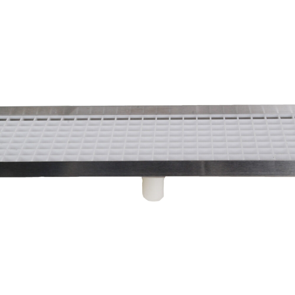 616L-30 Stainless Steel Counter Top Tray with Drain and Plastic Grid- 30"L x 5 3/8"W x 3/4"D
