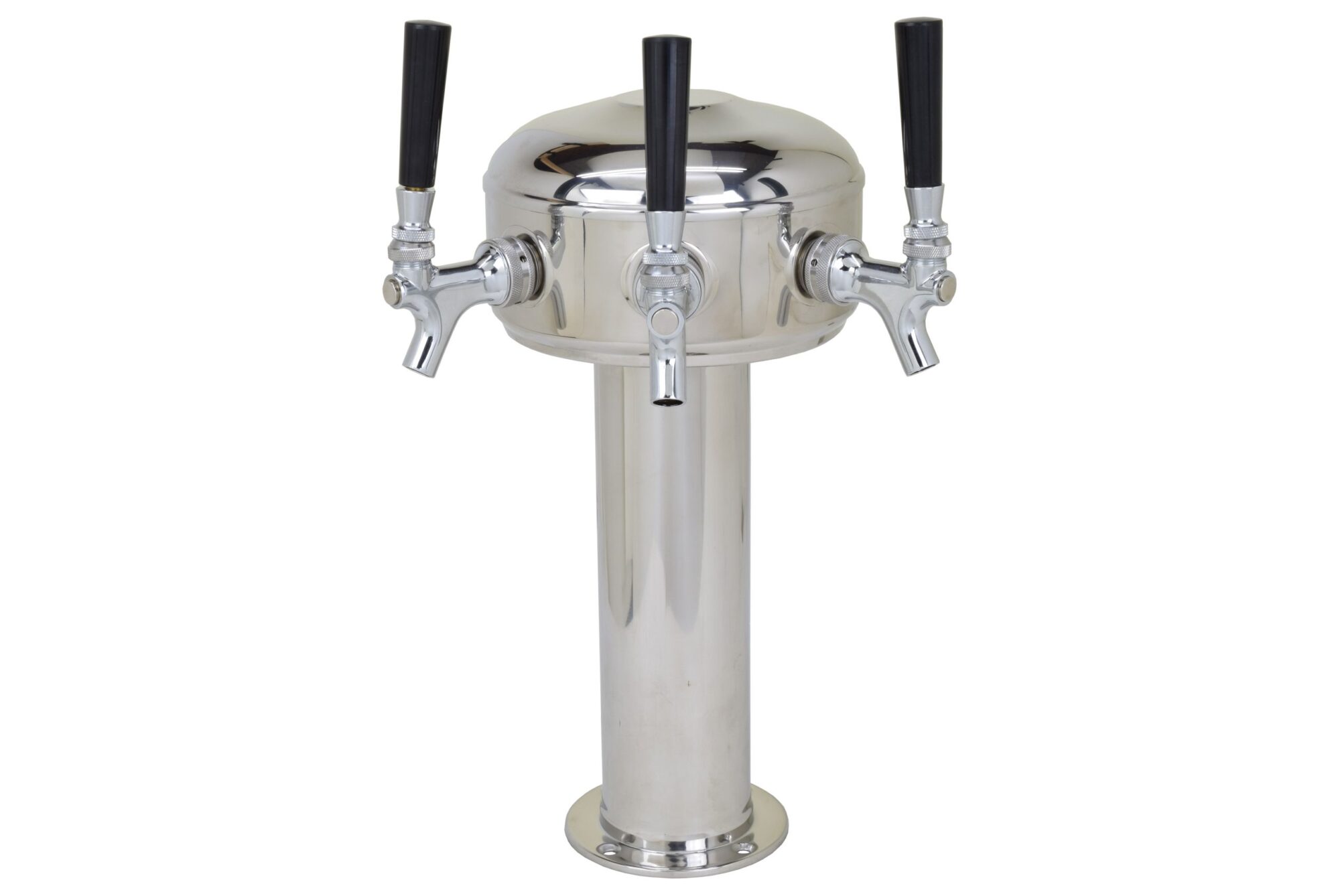 626C-3SSWfront Three Faucet Mini Mushroom Tower with 304 SS Faucets, Shanks and 5' of 1/4" barrier poly line