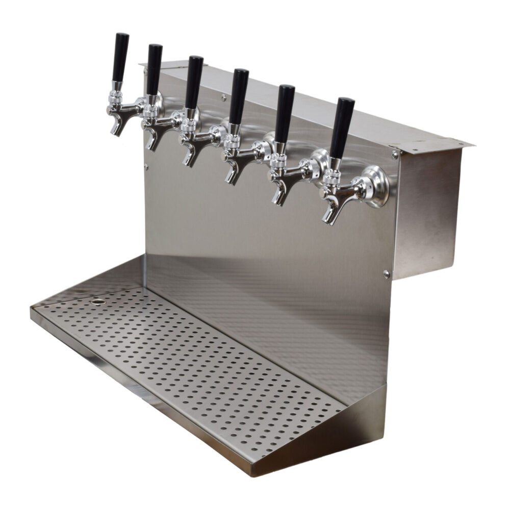 688-6A Six Faucet Under Bar Dispensing Tower - 24" L x 14" H x 8" W Drip Tray - Access For Lines Out the Back or Bottom