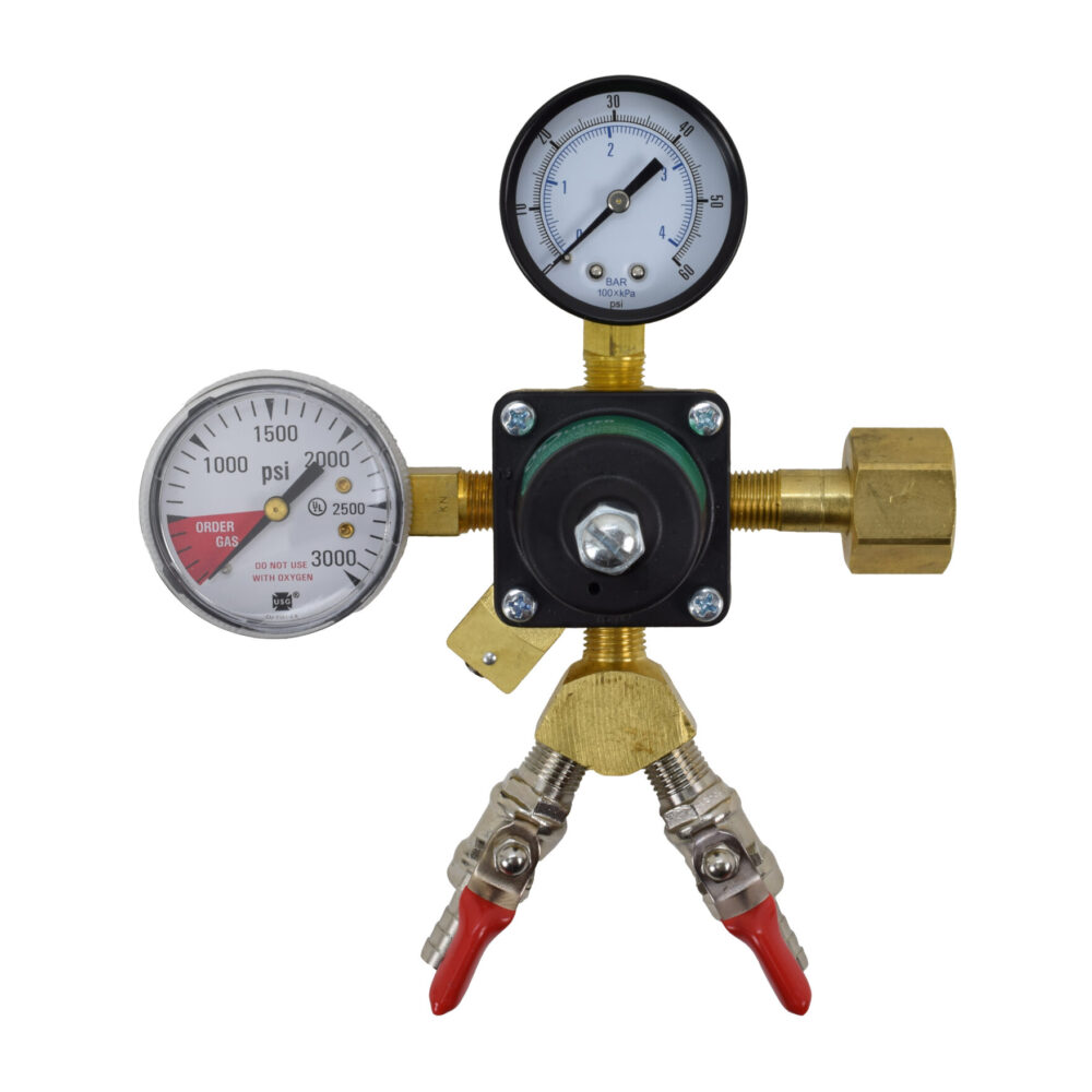 710-2 CO2 Regulator with Two Gauges and Two Check-Valve Air Cocks