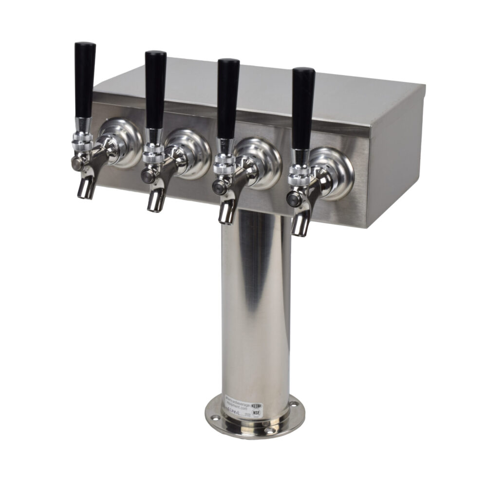 734RG Four Faucet T Tower with 3" Round Base - Glycol Ready