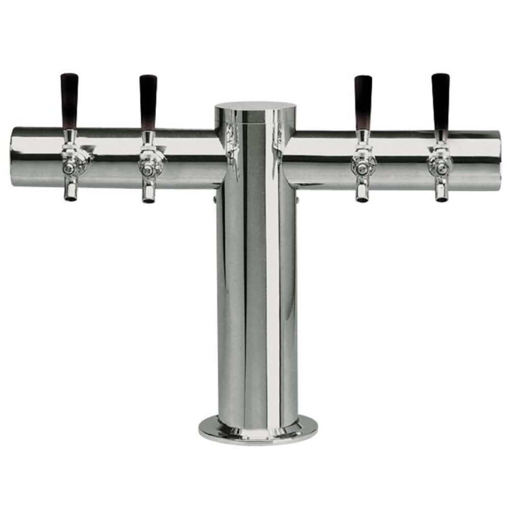 832SG-4 Four Faucet Stainless Steel T-Tower - Glycol Ready - Made with SS Screw in Shanks