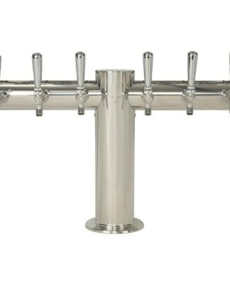832SG-6 Six Faucet Stainless Steel T-Tower - Glycol Ready - Made with SS Screw in Shanks