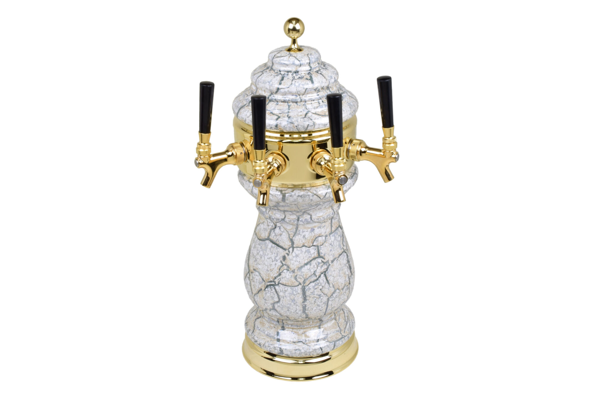 882B-4 Four Faucet Ceramic Tower with PVD Brass Hardware - Available in 5 Colors - Shown in Beige Marble