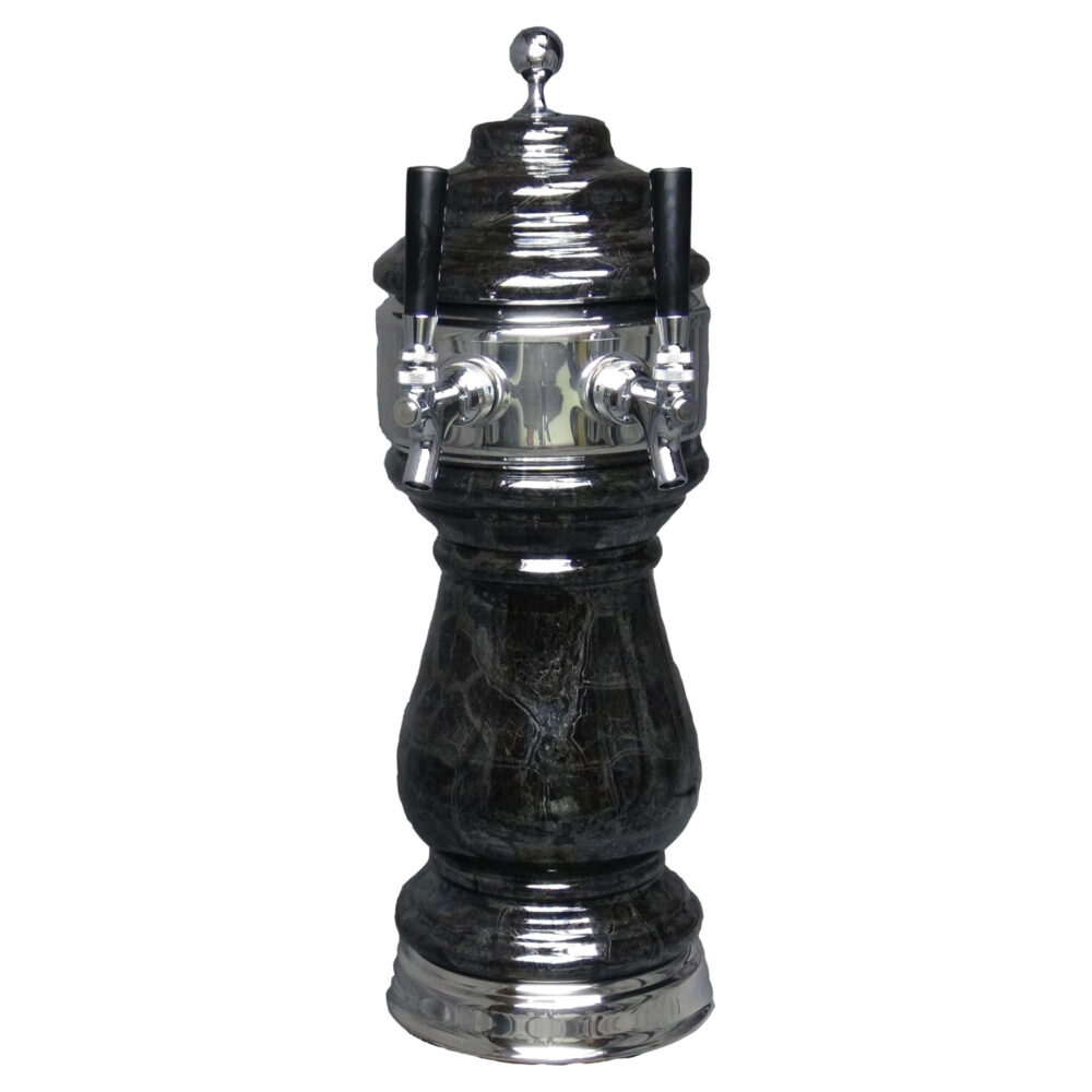 882C-2SSW -- Two Faucet Ceramic Wine Tower with Chrome Hardware - Available in 5 Colors - Shown in Black Marble
