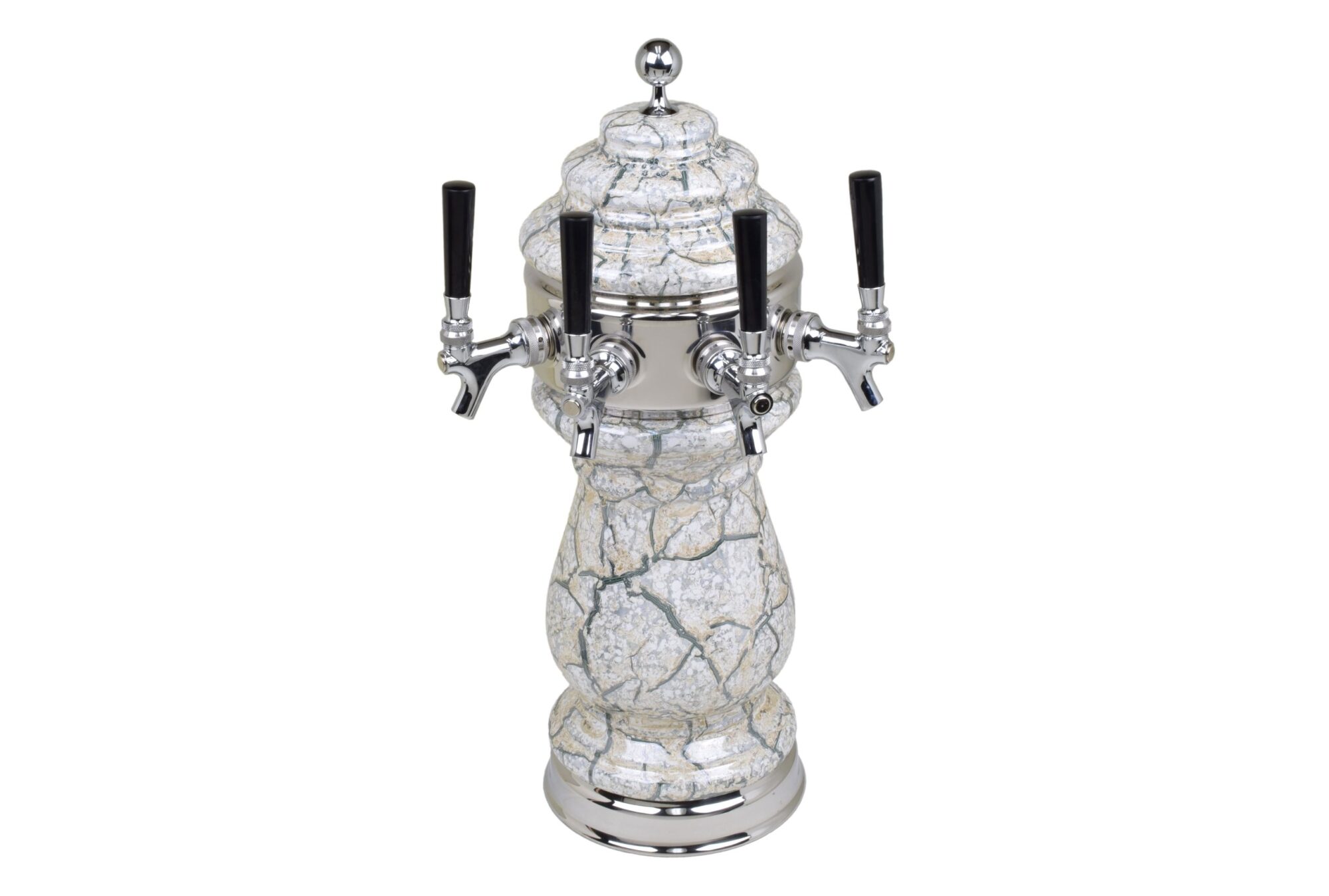 882C-4BeigeMarble Four Faucet Ceramic Tower with Chrome Plated Hardware - Available in 5 Colors - Shown in Beige Marble