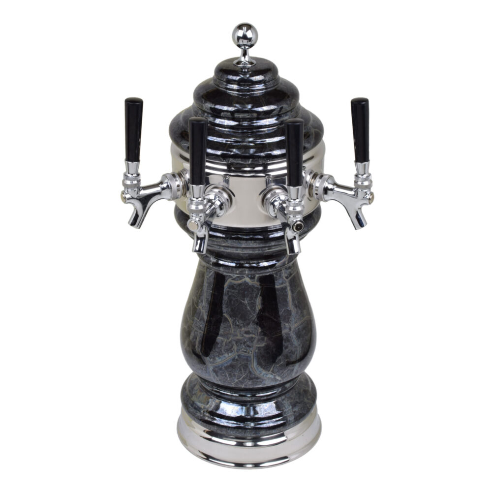 882C-4SSW -- Four Faucet Ceramic Wine Tower with Chrome Hardware - Available in 5 Colors - Shown in Black Marble