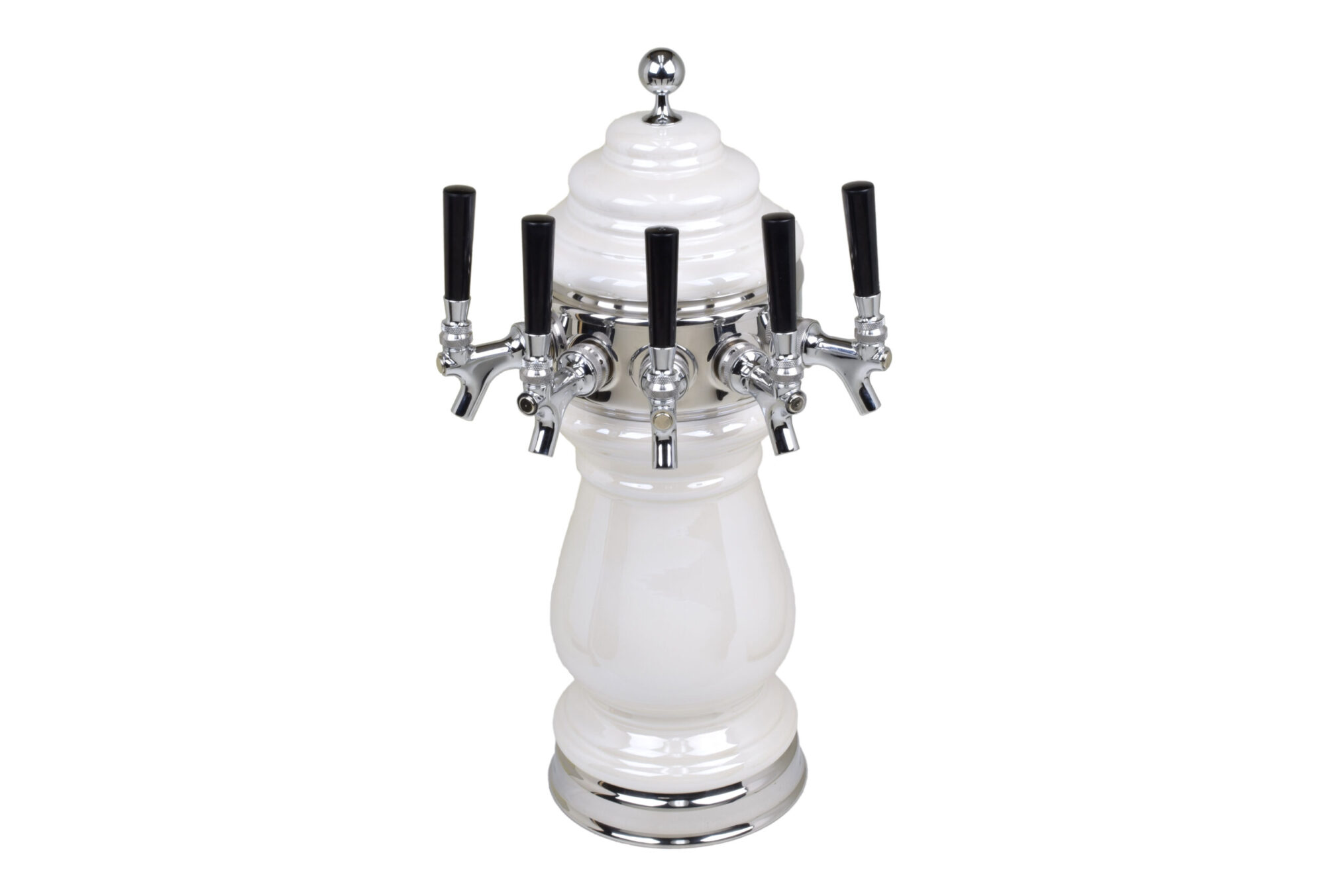 882C-5PW Five Faucet Ceramic Tower with Chrome Plated Hardware - Available in 5 Colors - Shown in Pearl White