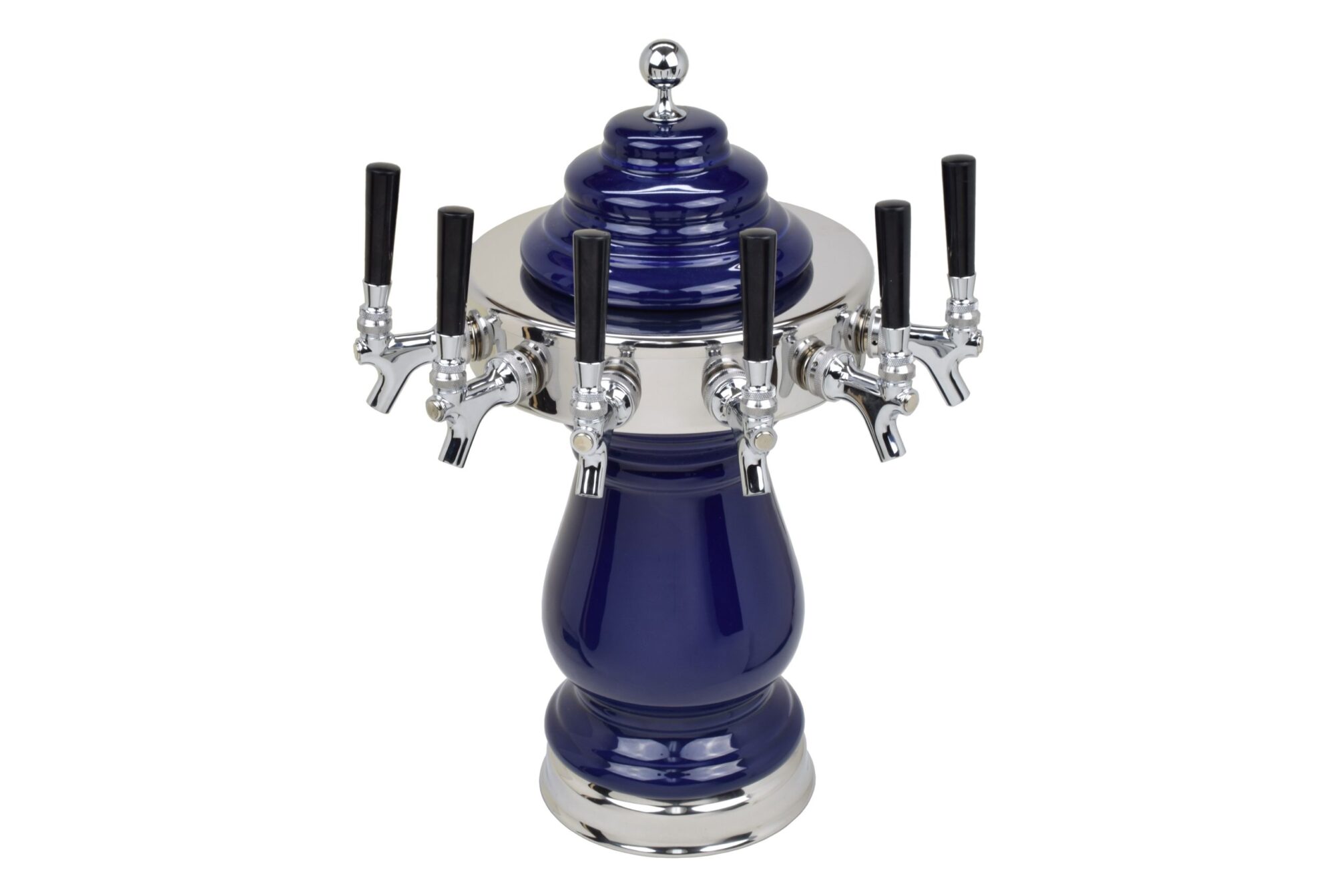 884C-6-BL Six Faucet Ceramic Tower with Chrome Hardware and Faucets - Shown in Cobalt Blue