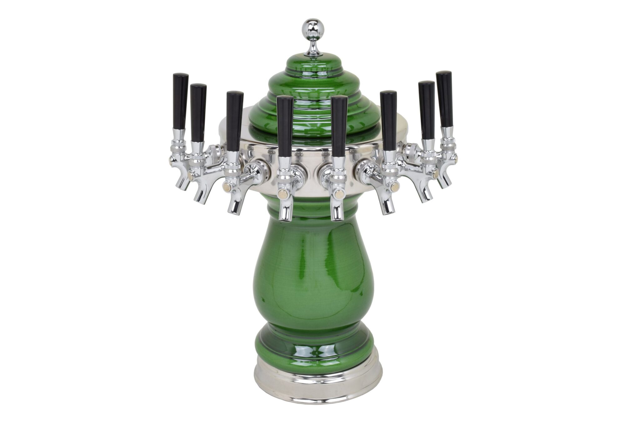 884C-8AG Eight Faucet Ceramic Tower with Chrome Hardware and Faucets - Shown in Antique Green