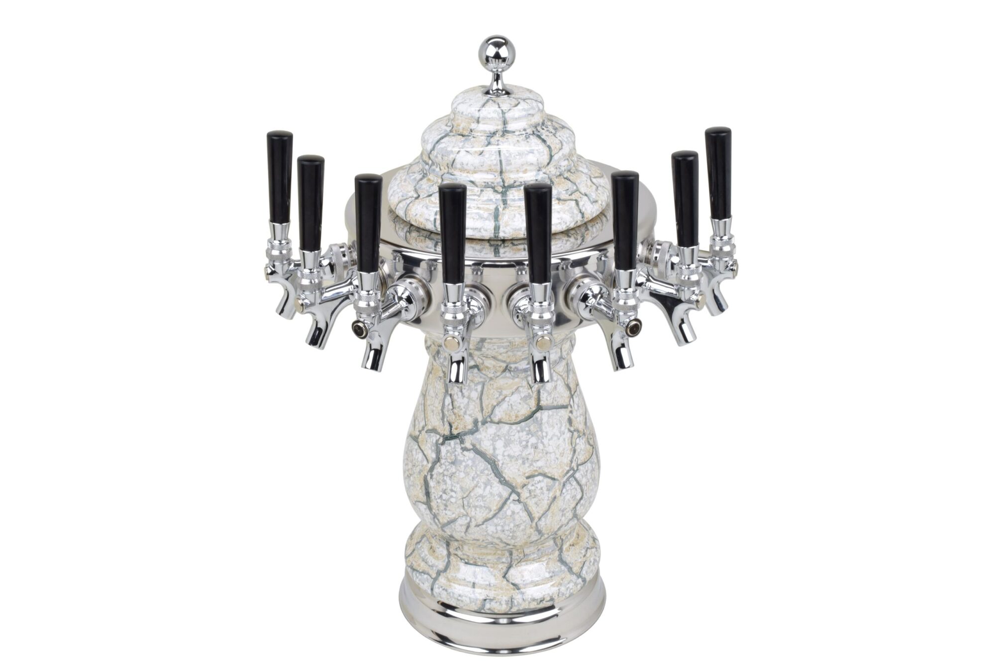 884C-8BeigeMarble Eight Faucet Ceramic Tower with Chrome Hardware and Faucets - Shown in Beige Marble
