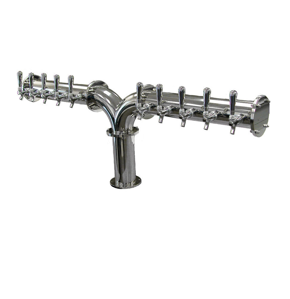 955G-10Y Ten Faucet Stainless Steel Tower with Glycol Loop - 4" Diameter Tubing - Made with SS Screw in Shanks