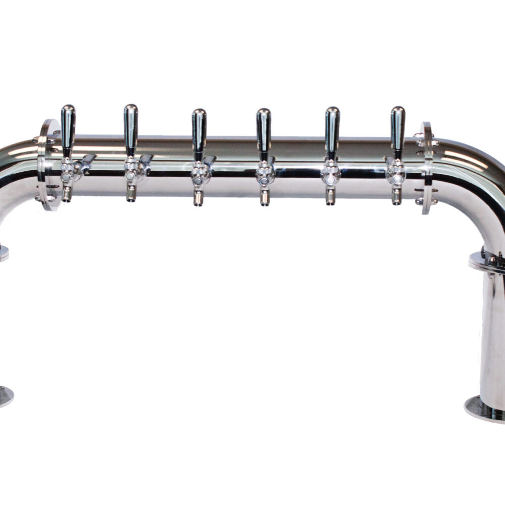 955G-6U Six Faucet Stainless Steel Tower with Glycol Loop - Made with SS Screw in Shanks