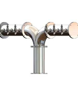 955G-6Y Six Faucet 304 Stainless Steel Tower with Glycol Loop - 4" Diameter Tubing - Made with SS Screw In Shanks