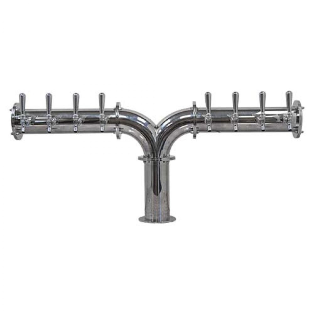 955G-8Y Eight Faucet 304 Stainless Steel Tower with Glycol Loop - 4" Diameter Tubing - Made with Screw in Shanks