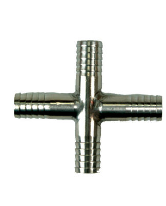 S37-4 Stainless Steel Cross - 1/4" Barbs