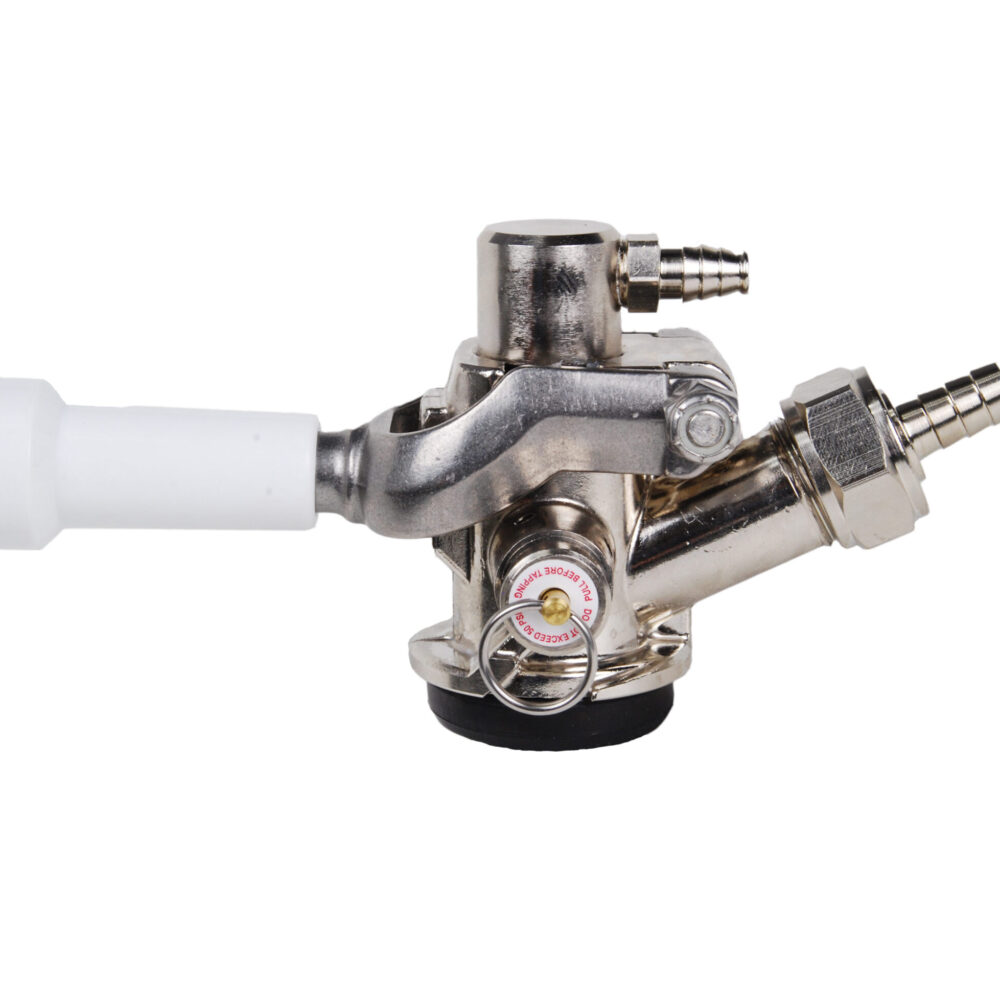 55LBH Plated Body with Plated Swivel Probe, 3/16 Barbed Nipple and White Lever Handle - Side Dispensing "D" System