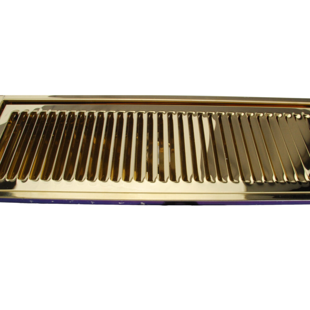 616FBM PVD Brass Flush Mount Tray with Drain and PVD Brass Grid - 15"L x 5 3/8"W x 3/4"D
