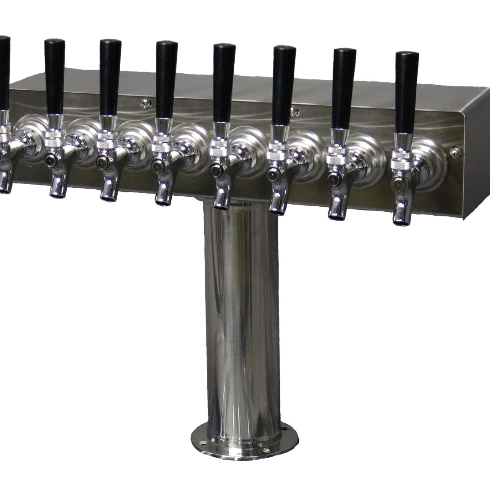 638NR Eight Faucet T Tower with 3" Round Base - Non NSF